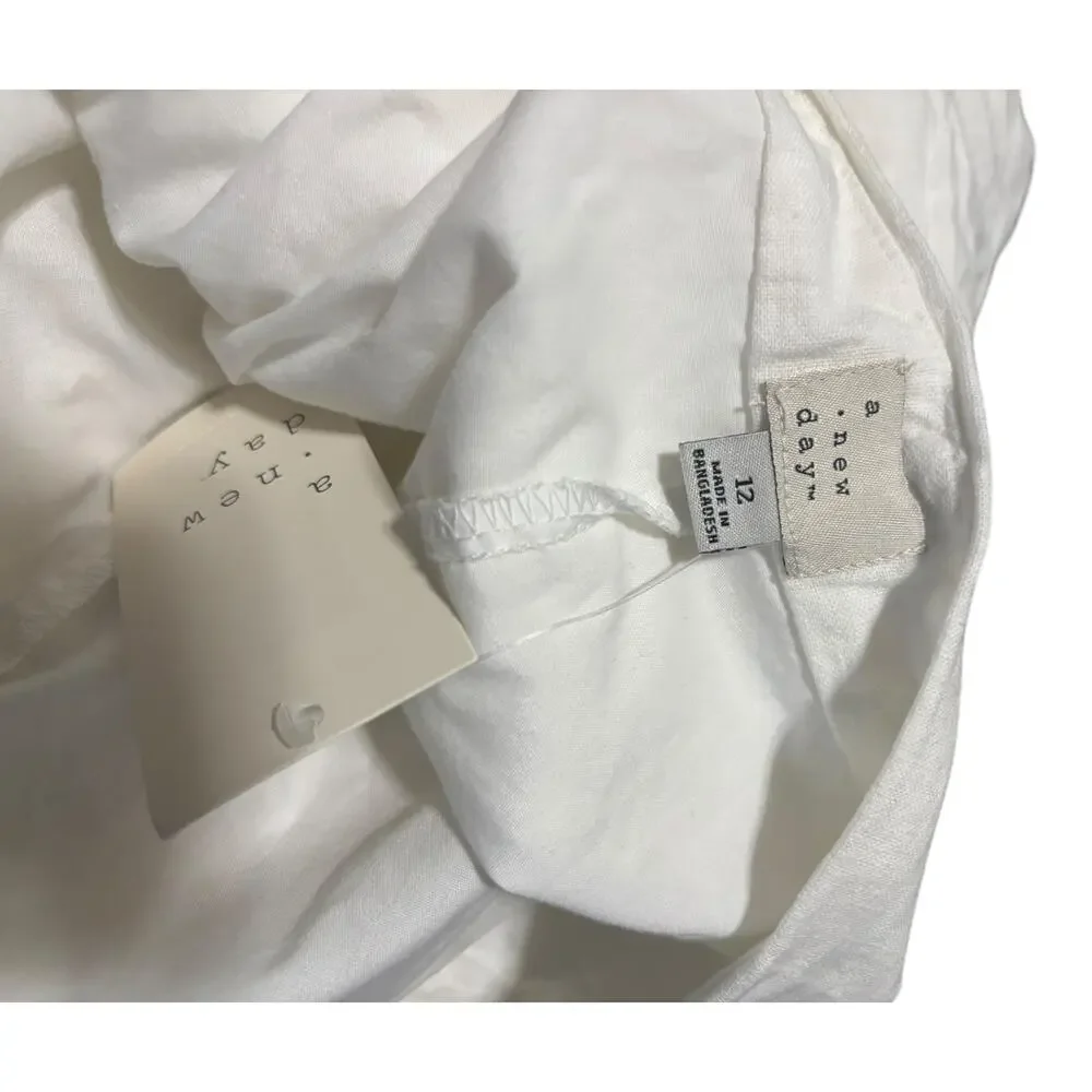 a new day White Linen Blend Skirt Size 12 NWT
